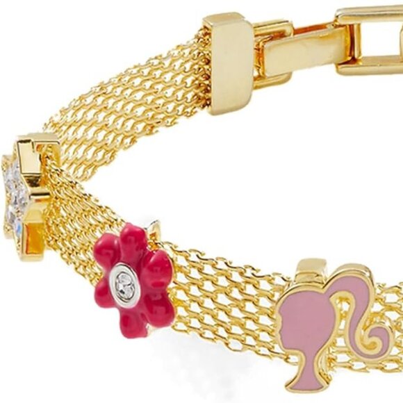 NWT Alex and Ani Barbie Core, Multicharm Mesh Chain Adjustable Bracelet Gold - Picture 3 of 3